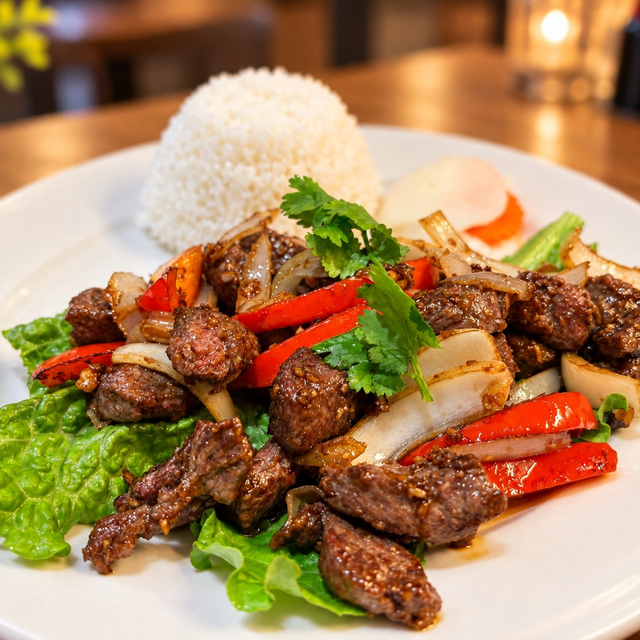Shaking Beef with Rice – Bò Lúc Lắc.