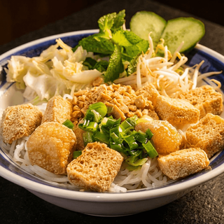 Vegan Rice Vermicelli with Fried Tofu