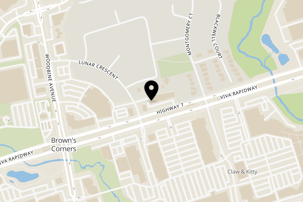Map showing the location of The Pho Restaurant on 3150 Highway 7 in Markham